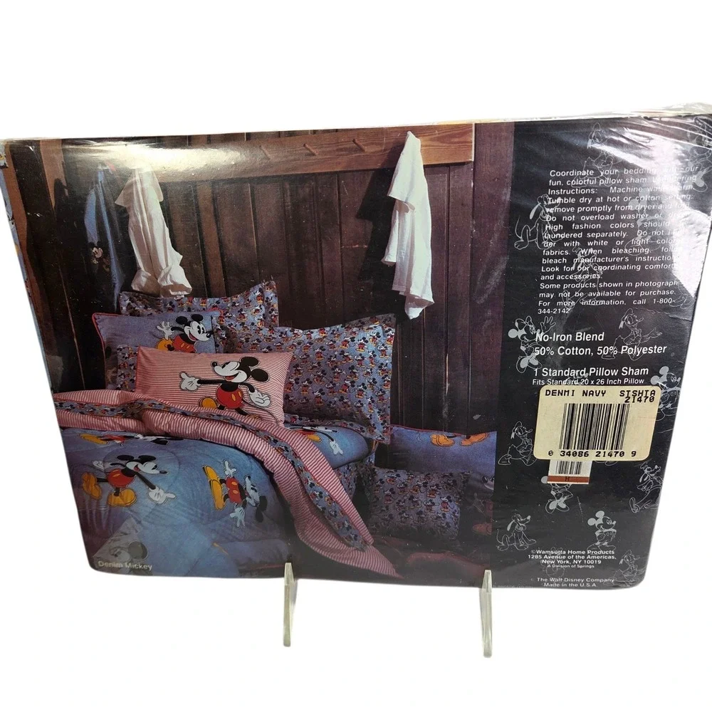 Wamsutta Mickey Mouse Walt Disney Pillow Sham Standard Size Blue Color Decor‎ Nw